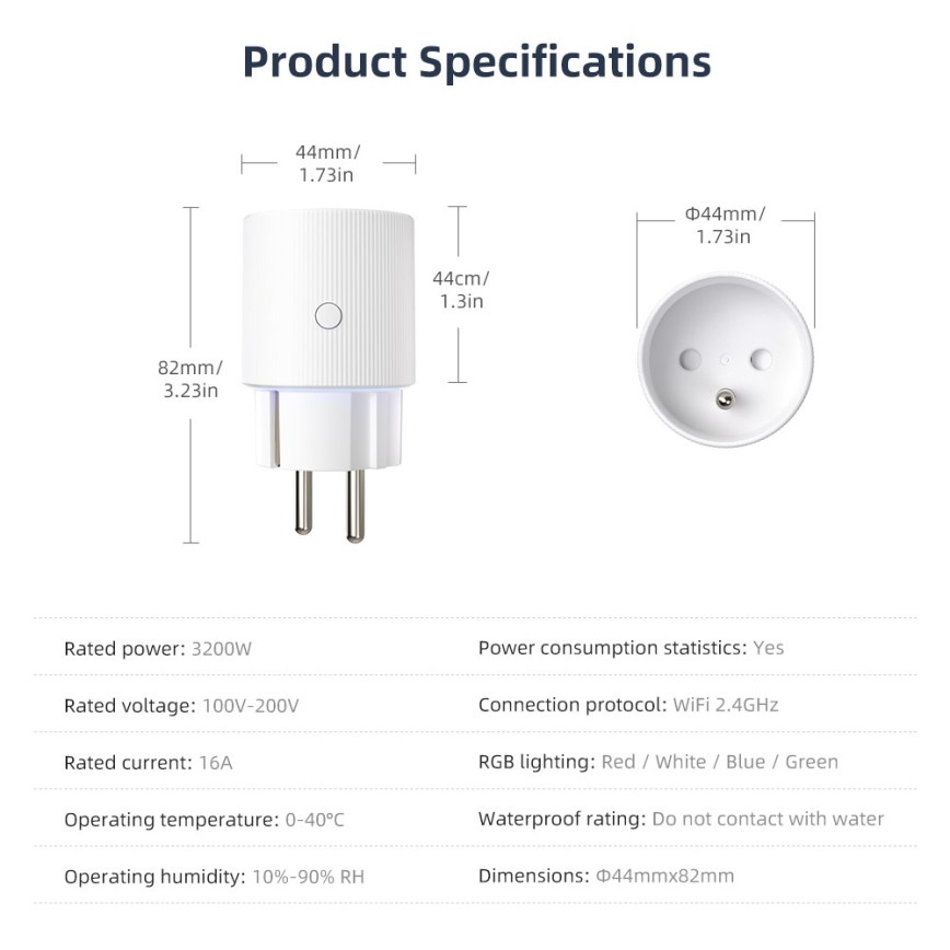 Immax NEO 07812L - Έξυπνη πρίζα E 3500W Wi-Fi
