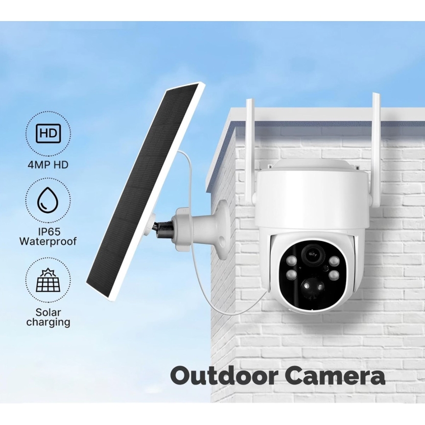Immax NEO 07820L - Έξυπνη εξωτερική ηλιακή κάμερα με αισθητήρα, μπαταρία 6000 mAh, προστασία IP65, συμβατή με Tuya