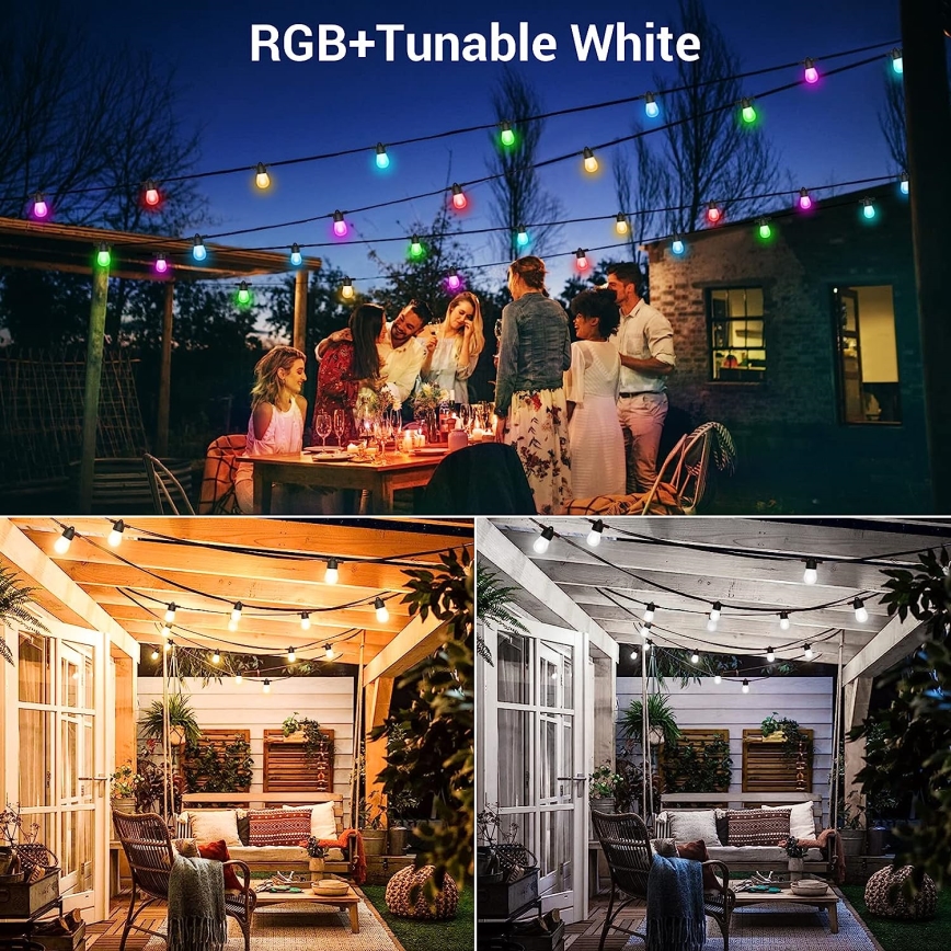 LED RGB+CCT Λαμπάκια ντιμαριζόμενα Εξωτερικού χώρου GARLAND 15xLED/1W/230V 15m Wi-Fi Tuya IP65 + τηλεχειριστήριο