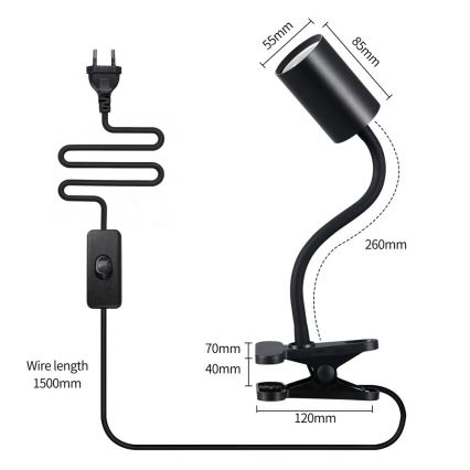 Immax NEO 08293L - Ευλύγιστο φωτιστικό με κλιπ PUNTO 1xGU10/9W/230V μαύρο
