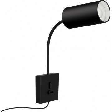 Immax NEO 08295L - Επιτοίχιο φωτιστικό με θύρα USB PUNTO 1xGU10/9W/230V μαύρο