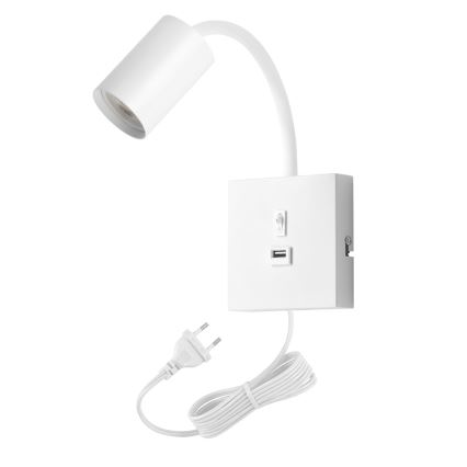 Immax NEO 08296L - Επιτοίχιο φωτιστικό PUNTO με θύρα USB 1xGU10/9W/230V λευκό
