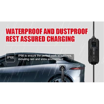 Immax - Φορητός σταθμός φόρτισης EV για ηλεκτροκίνητα οχήματα AC Type 2 16A/380V 11kW + πρίζα 230V, 3,7kW 5m + θήκη