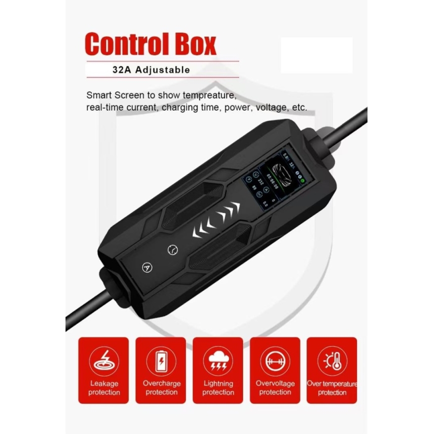 Immax - Φορητός σταθμός φόρτισης EV για ηλεκτρικά οχήματα AC Type 2 32A/380V 22kW 5m + θήκη