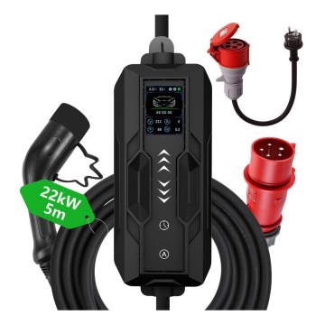 Immax - Σταθμός φόρτισης ταξιδιού EV για ηλεκτρικά αυτοκίνητα AC Type 2 32A/380V 22kW + plug 230V 5m Wi-Fi Tuya