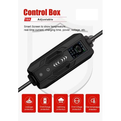 Immax - Φορητός σταθμός φόρτισης EV για ηλεκτροκίνητα οχήματα AC Type 2 16A/380V 11kW + πρίζα 230V, 3,7kW 5m + θήκη