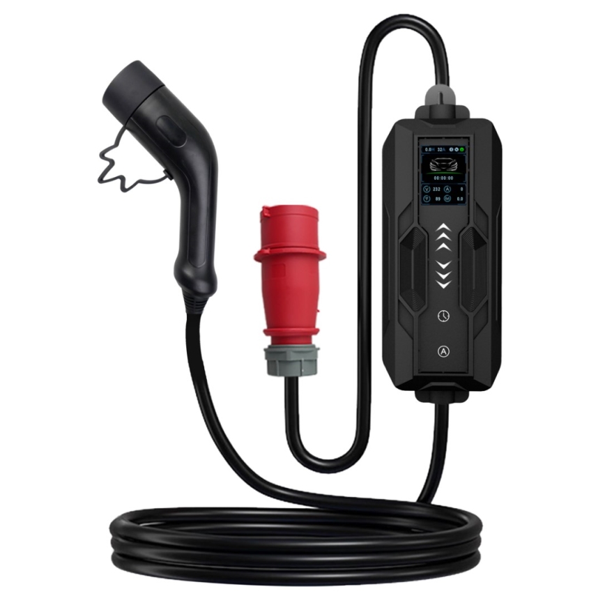 Immax - Φορητός σταθμός φόρτισης EV για ηλεκτροκίνητα οχήματα AC Type 2 16A/380V 11kW + πρίζα 230V, 3,7kW 5m + θήκη