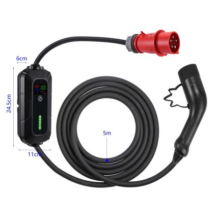 Immax - Φορητός σταθμός φόρτισης EV για ηλεκτροκίνητα οχήματα AC Type 2 16A/380V 11kW + πρίζα 230V, 3,7kW 5m + θήκη