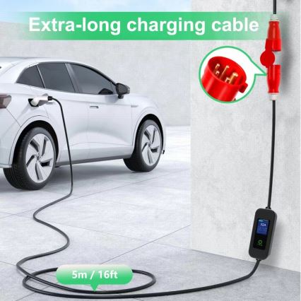 Immax - Φορητός σταθμός φόρτισης EV για ηλεκτροκίνητα οχήματα AC Type 2 32A/380V 22kW + πρίζα 230V 5μ Wi-Fi Tuya