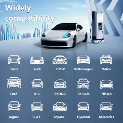 Immax - Φορητός σταθμός φόρτισης EV για ηλεκτροκίνητα οχήματα AC Type 2 32A/380V 22kW + πρίζα 230V 5μ Wi-Fi Tuya