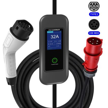 Immax - Φορητός σταθμός φόρτισης EV για ηλεκτροκίνητα οχήματα AC Type 2 32A/380V 22kW + πρίζα 230V 5μ Wi-Fi Tuya