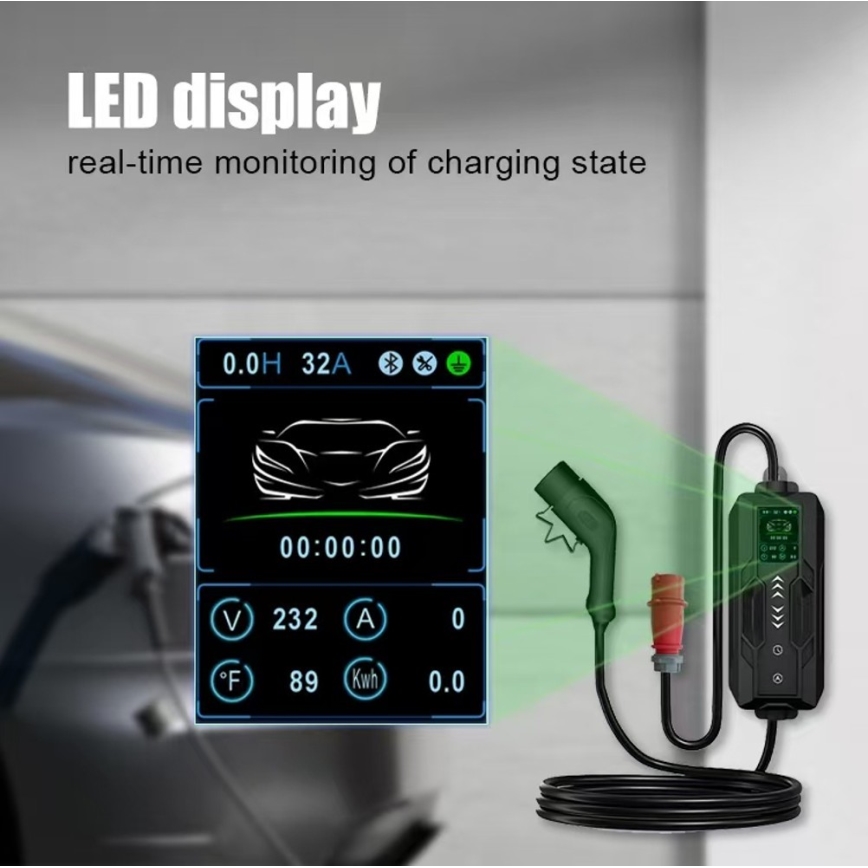 Immax - Φορητός σταθμός φόρτισης EV για ηλεκτρικά οχήματα AC Type 2 32A/380V 22kW 5m + θήκη
