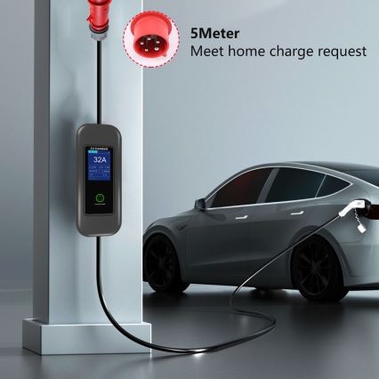 Immax - Σταθμός φόρτισης ταξιδιού EV για ηλεκτρικά αυτοκίνητα AC Type 2 32A/380V 22kW + plug 230V 5m Wi-Fi Tuya