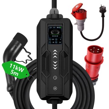 Immax - Φορητός σταθμός φόρτισης EV για ηλεκτροκίνητα οχήματα AC Type 2 16A/380V 11kW + πρίζα 230V, 3,7kW 5m + θήκη