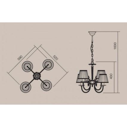 Incanti 02-657 - Πολύφωτο με αλυσίδα ILARIA 4xE14/28W/230V