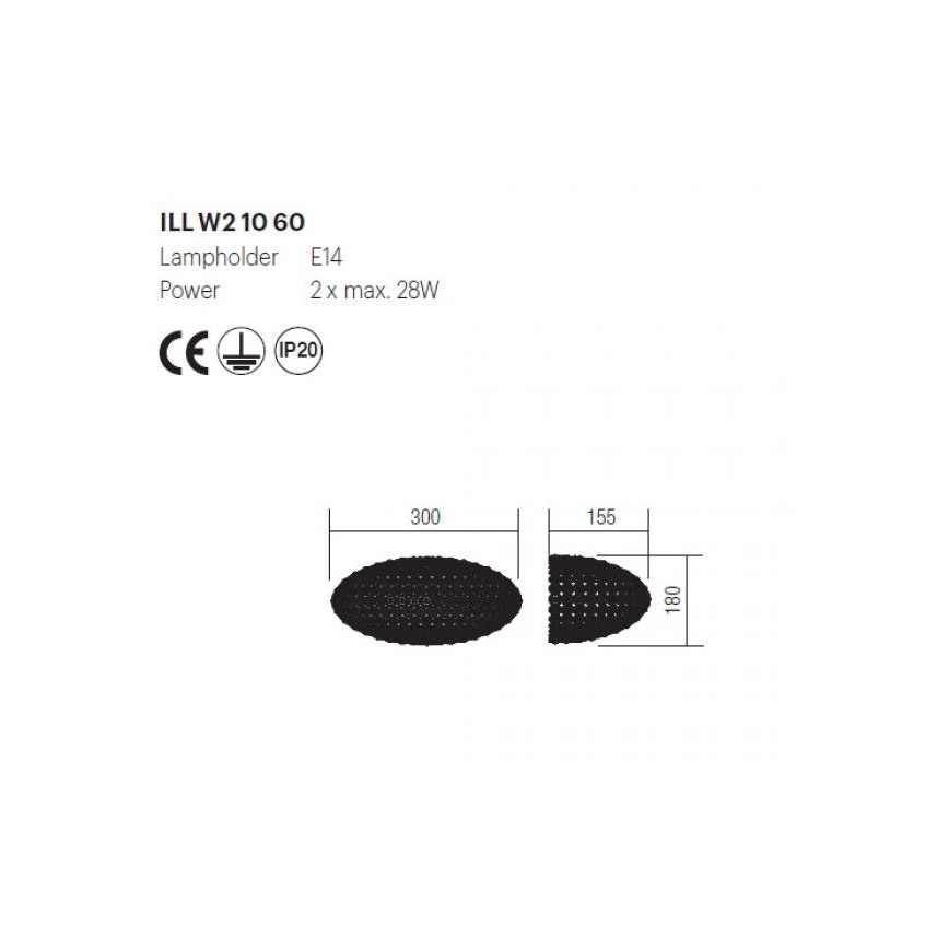 Incanti ILL W2 10 60 - Φωτιστικό τοίχου LILAS 2xE14/28W/230V