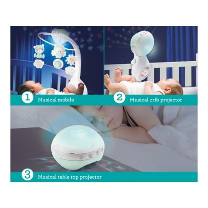 Infantino - Μόμπιλε κούνιας με μελωδία και projector 3σε1 3xAAA πράσινο