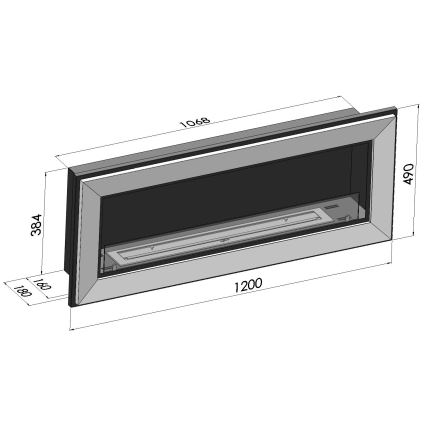 InFire - Built-in Τζάκι BIO 49x120 cm 3kW μαύρο