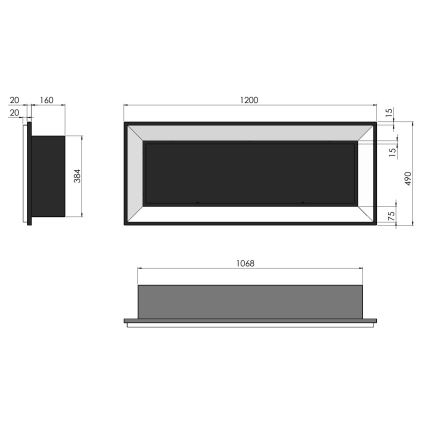 InFire - Built-in Τζάκι BIO 49x120 cm 3kW μαύρο