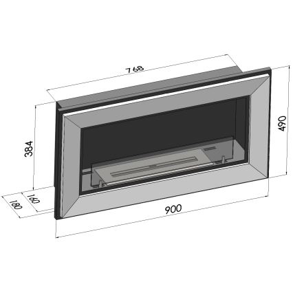 InFire - Built-in Τζάκι BIO 49x90 cm 3kW μαύρο