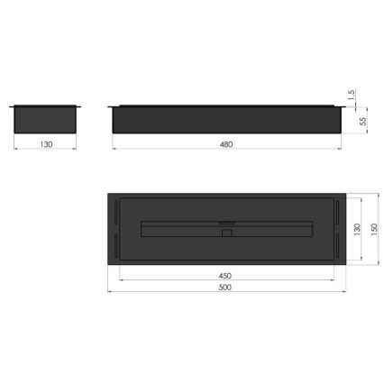 InFire - Built-in Τζάκι BIO 5,5x50 cm 3kW μαύρο