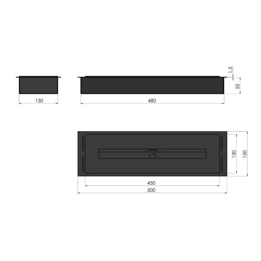 InFire - Built-in Τζάκι BIO 5,5x50 cm 3kW μαύρο