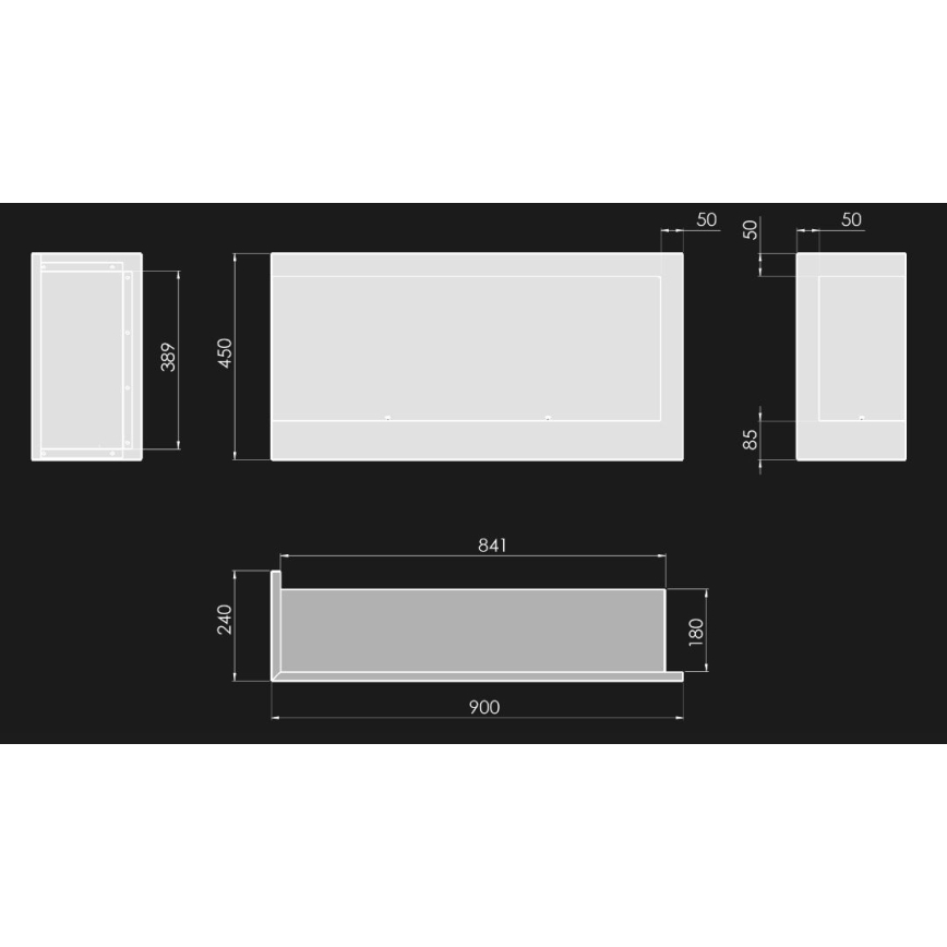 InFire - Corner Τζάκι BIO 45x90 cm 3kW μαύρο