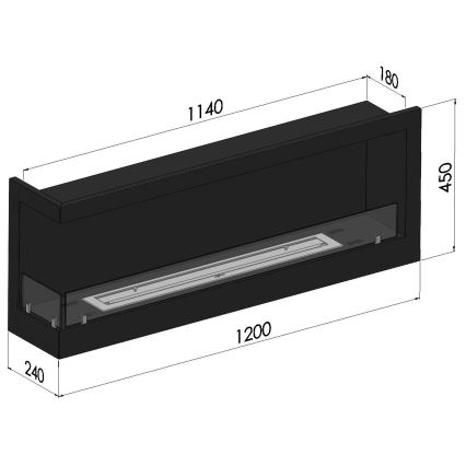 InFire - Corner Τζάκι BIO 45x120 cm 3kW μαύρο