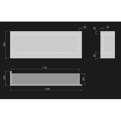 InFire - Corner Τζάκι BIO 45x120 cm 3kW μαύρο