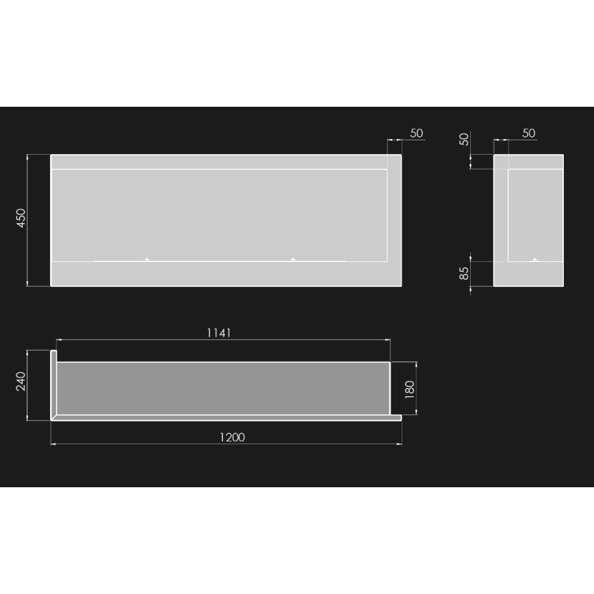 InFire - Corner Τζάκι BIO 45x120 cm 3kW μαύρο