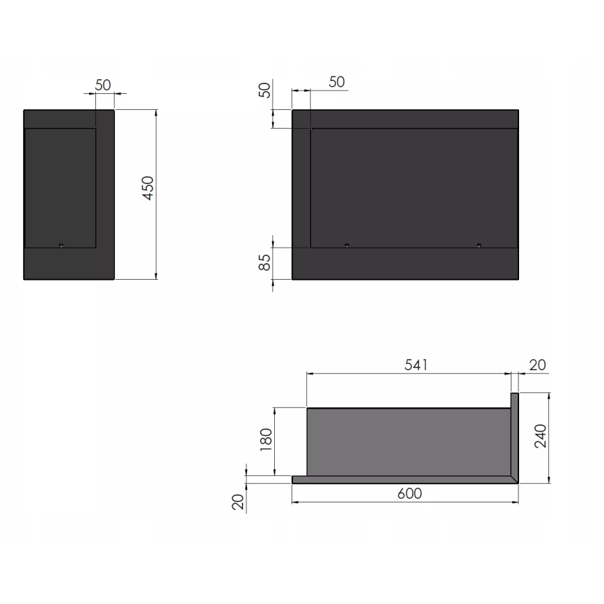 InFire - Corner Τζάκι BIO 45x60 cm 3kW μαύρο