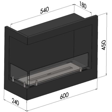 InFire - Corner Τζάκι BIO 45x60 cm 3kW μαύρο