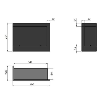 InFire - Corner Τζάκι BIO 45x60 cm 3kW μαύρο