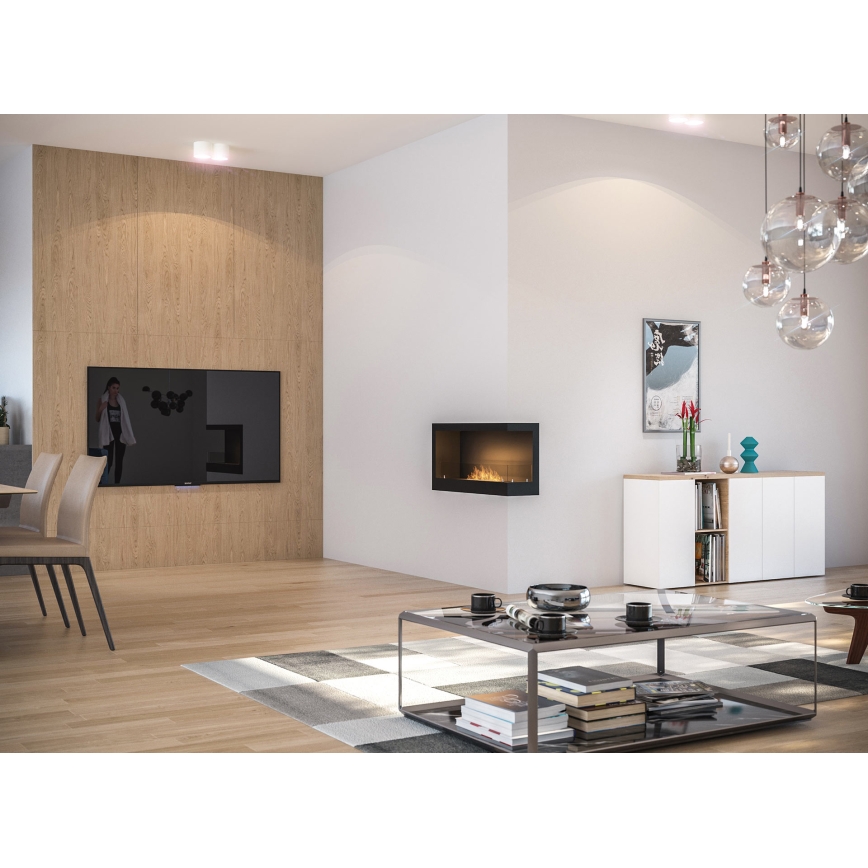 InFire - Corner Τζάκι BIO 45x90 cm 3kW μαύρο