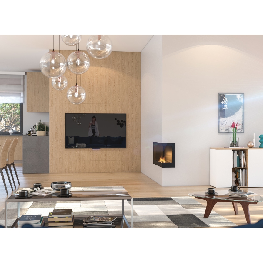 InFire - Corner Τζάκι BIO 45x90 cm 3kW μαύρο