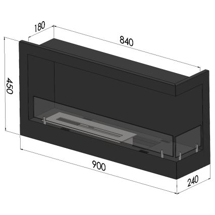 InFire - Corner Τζάκι BIO 45x90 cm 3kW μαύρο