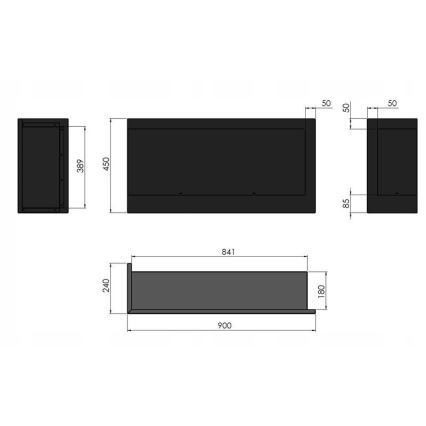 InFire - Corner Τζάκι BIO 45x90 cm 3kW μαύρο