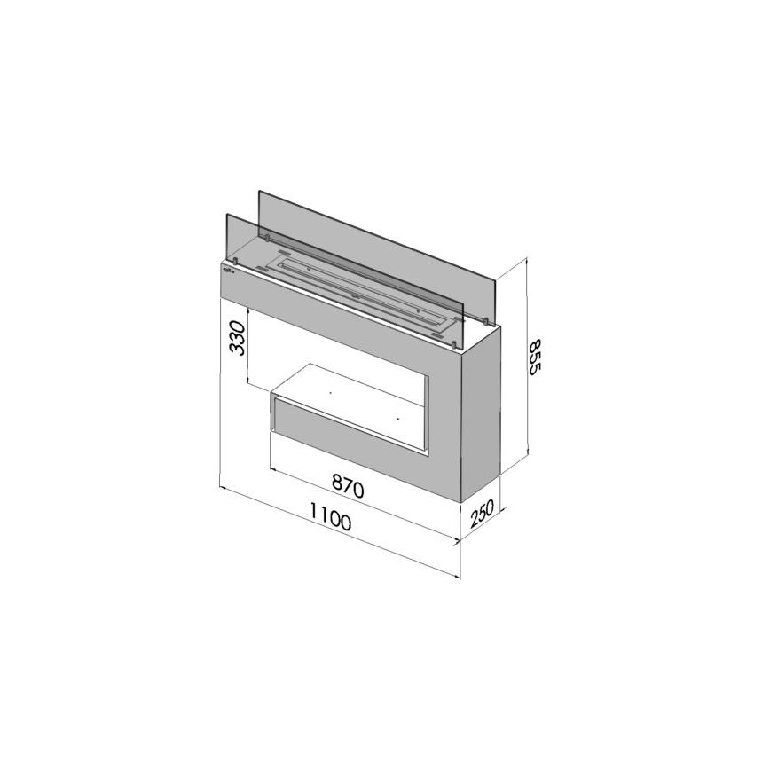 InFire - Τζάκι Βιοαιθανόλης BIO 110x85,5 cm 3kW λευκό