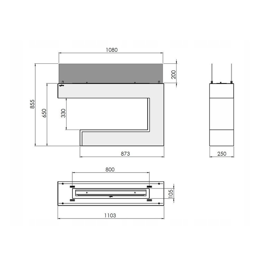 InFire - Τζάκι Βιοαιθανόλης BIO 110x85,5 cm 3kW λευκό