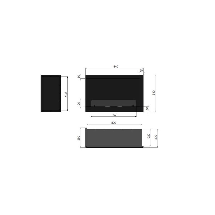 InFire - Γωνιακό τζάκι βιοαιθανόλης BIO 84x54 cm 3kW μαύρο