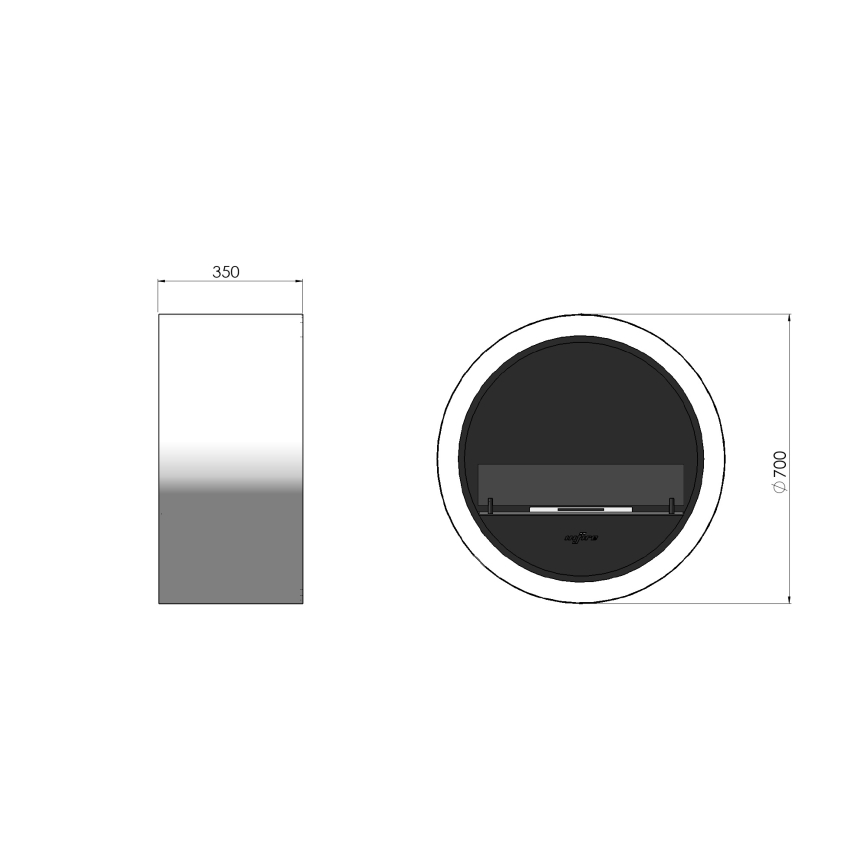 InFire - Επιτοίχιο τζάκι Βιοαιθανόλης BIO δ. 70 cm 3kW λευκό