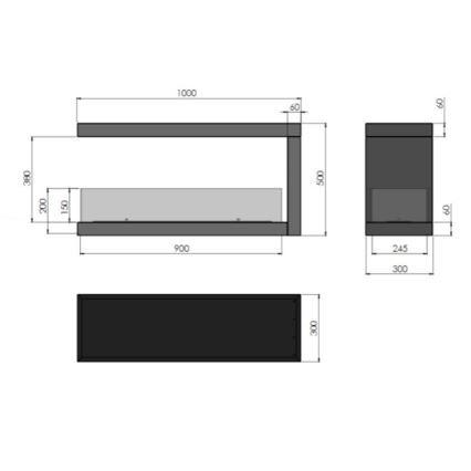 InFire - Γωνιακό τζάκι βιοαιθανόλης BIO 100x50 cm 3kW δύο όψεων