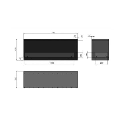 InFire - Γωνιακό τζάκι Βιοαιθανόλης BIO 110x45 cm 3kW μαύρο