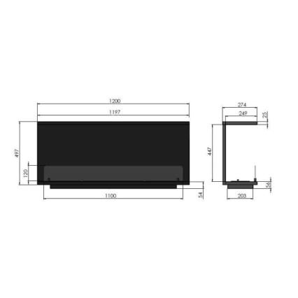 InFire - Εντοιχιζόμενο τζάκι βιοαιθανόλης BIO 120x50 cm 3kW μαύρο