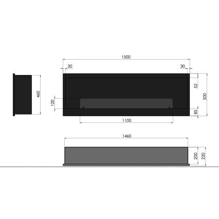 InFire - Εντοιχιζόμενο τζάκι Βιοαιθανόλης BIO 150x50 cm 4,2kW μαύρο