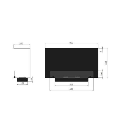 InFire - Εντοιχιζόμενο τζάκι Βιοαιθανόλης BIO 80x45 cm 3kW μαύρο