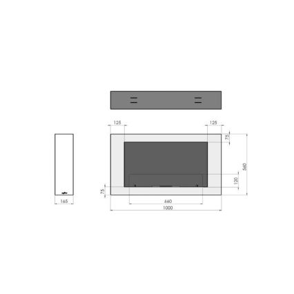 InFire - Επιτοίχιο τζάκι Βιοαιθανόλης  BIO 100x56 cm 3kW μαύρο