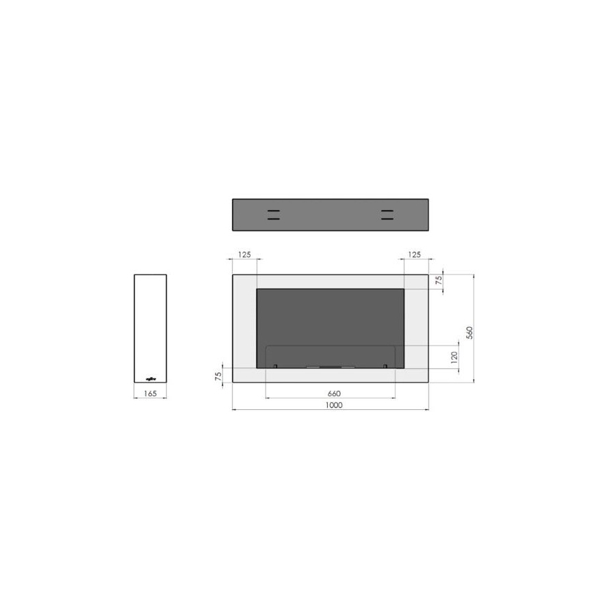 InFire - Επιτοίχιο τζάκι Βιοαιθανόλης  BIO 100x56 cm 3kW μαύρο