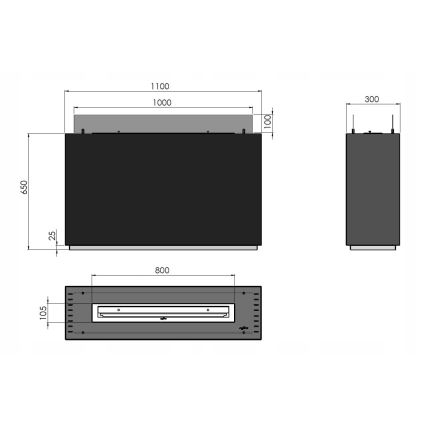 InFire - Τζάκι BIO 110x65 cm 3,5kW μαύρο