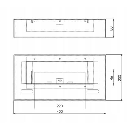 InFire - Τζάκι BIO 8x40 cm 3kW μαύρο